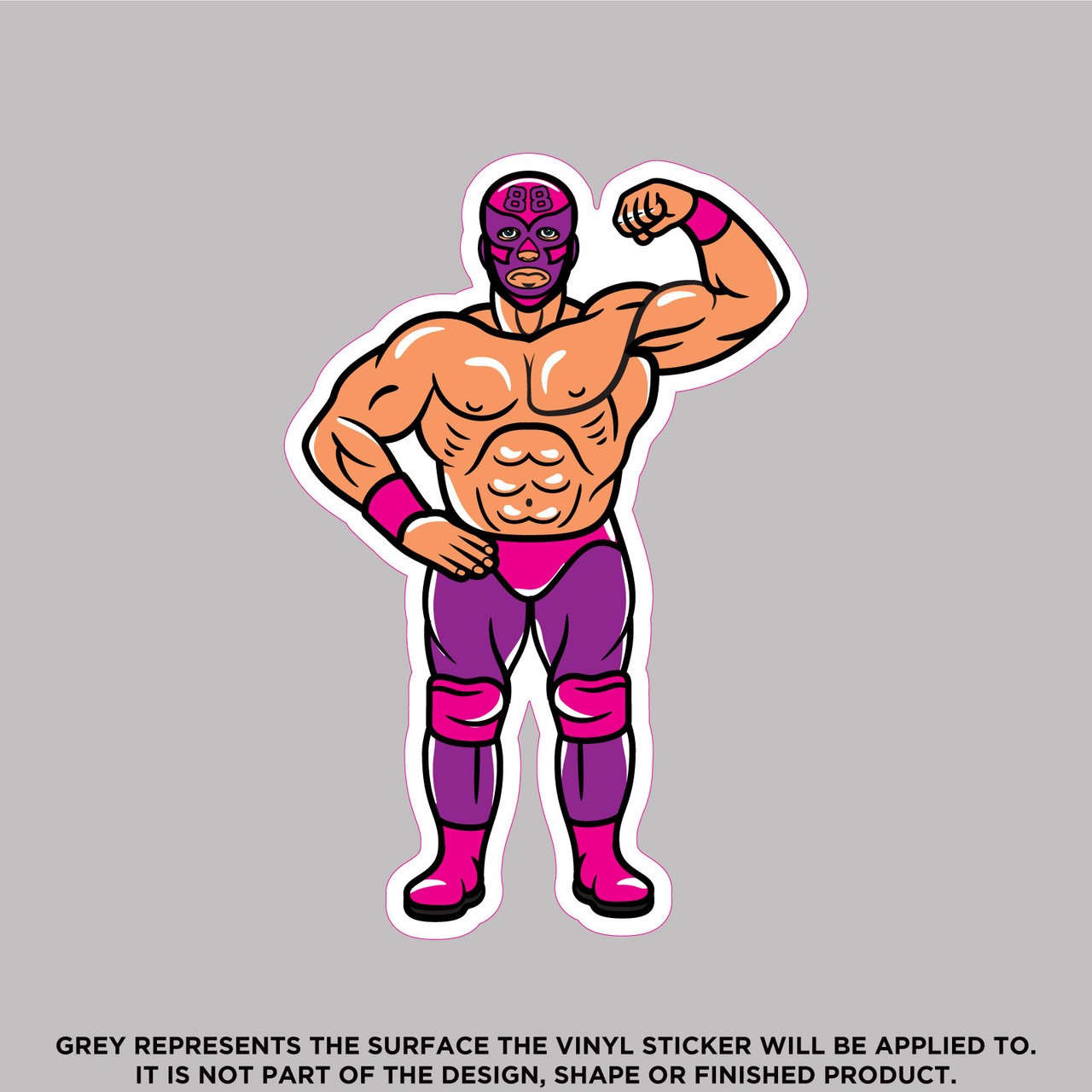 Purple & Pink Masked Wrestler Vinyl Sticker