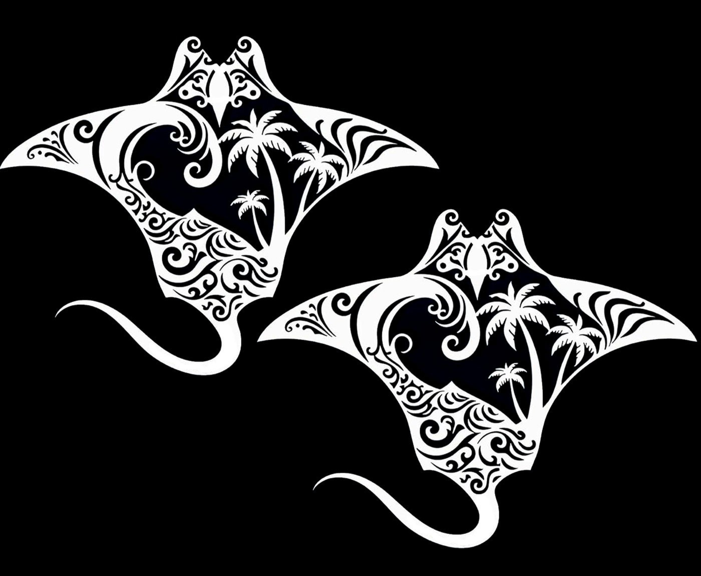 Stingray Palm Trees Nautical Decor Sea Life Two 5″ Vinyl Decals Car Truck Window