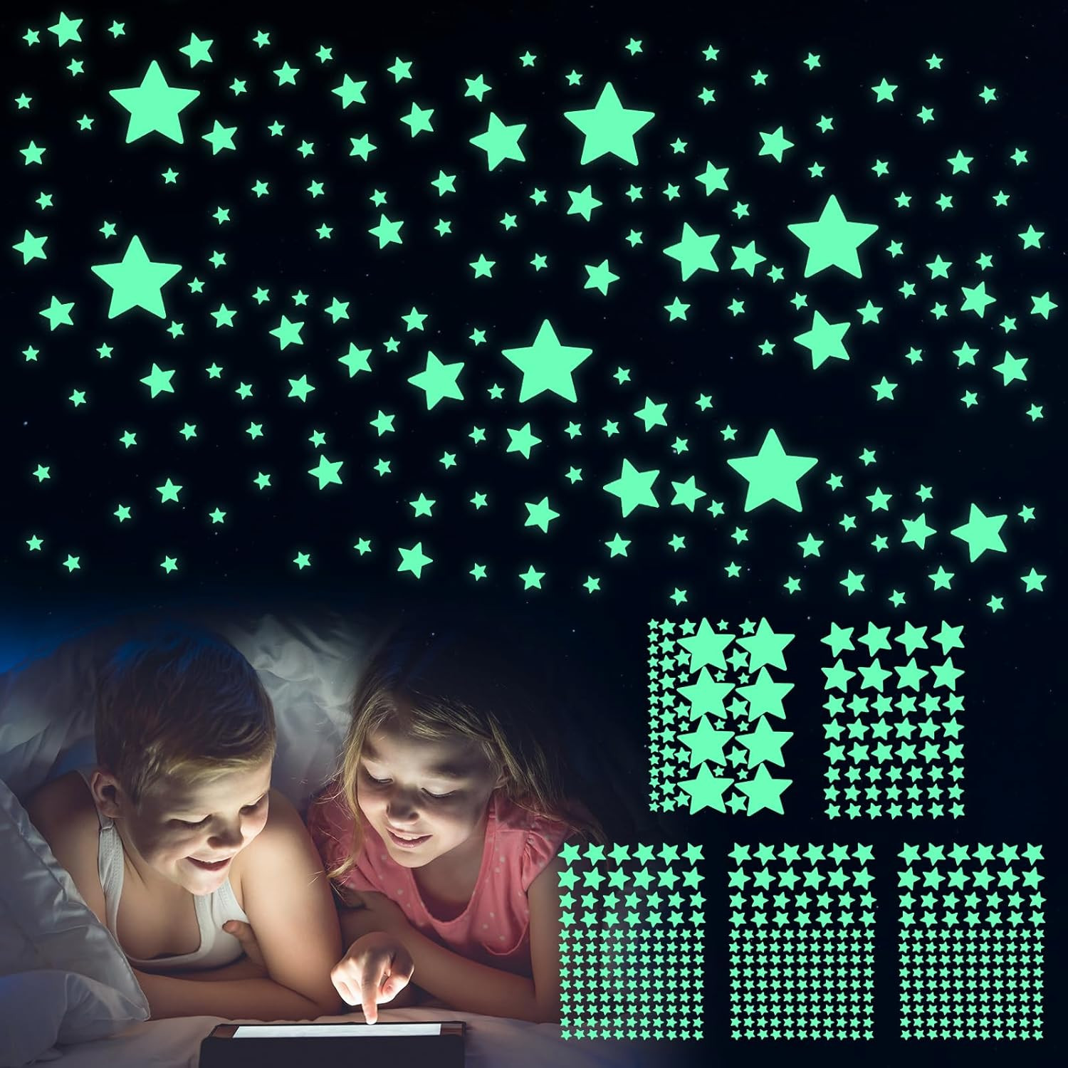 469 Pcs Glow in the Dark Stars Wall Stickers for Ceiling and Wall Decor