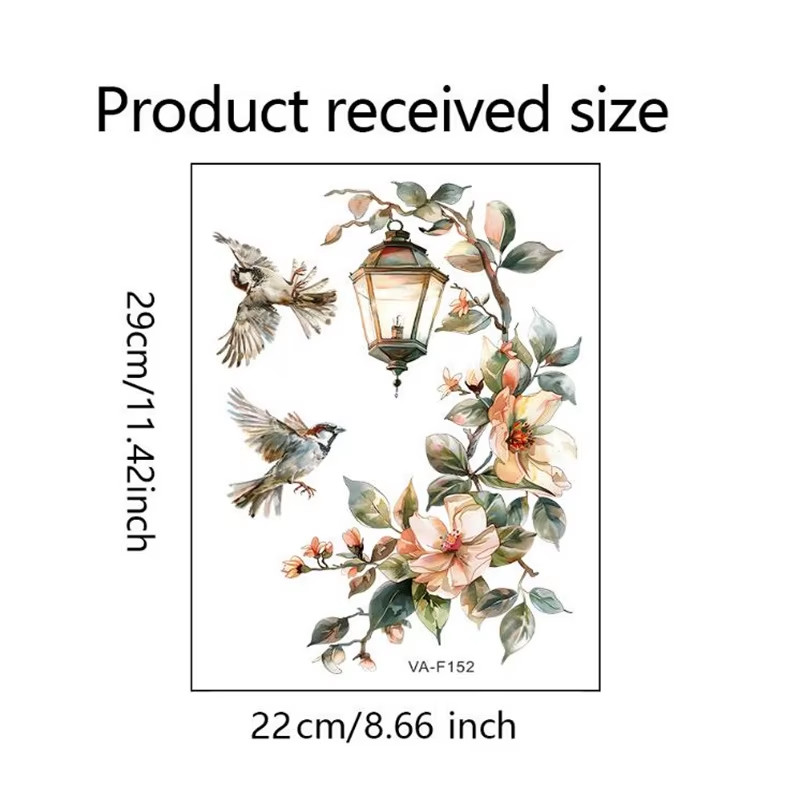 Colorful Flower Pendant Lamp Bird Wall Sticker for Bedroom Living Room Entrance