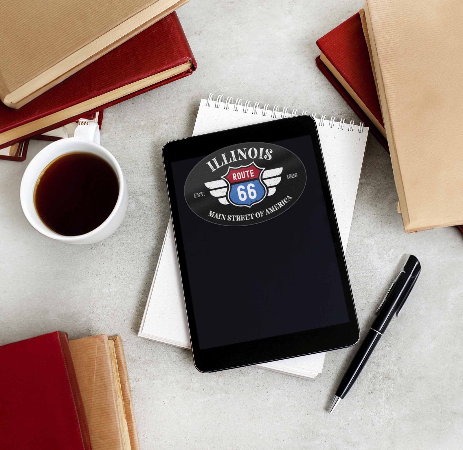 Illinois Route 66 Sticker – IL Black Oval Decal