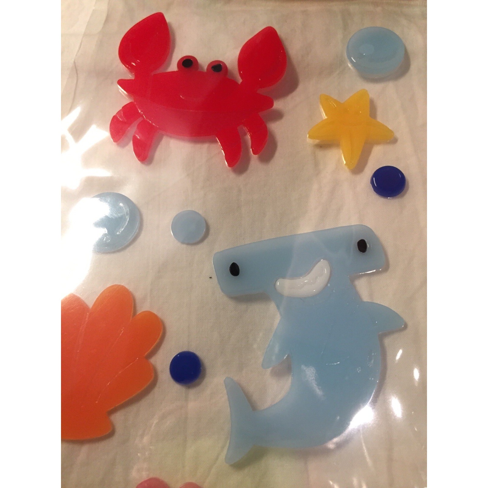 NEW Sea Life Gel Window Sticker Clings Hermit Crab Hammerhead Shark 22 ct Decor!