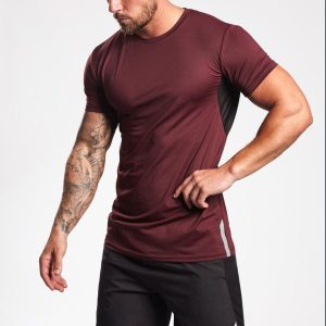 Mens Short Sleeve Slim Fit Custom Dri Fit Shirts Wholesale with Mesh
