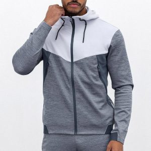 Private Label Wholesale Plain Mens Full Zip Hoodies with Zip Pockets